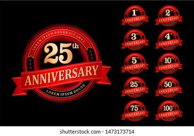 Logo anniversary emblem red gradient elegant style