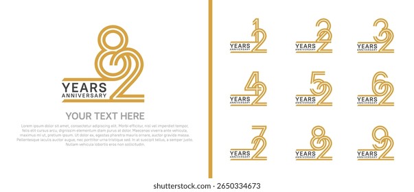 logo anniversary set. black and brown color on white background for special event