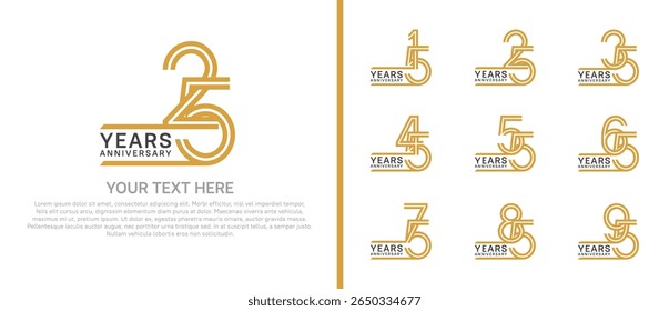 logo anniversary set. black and brown color on white background for special event