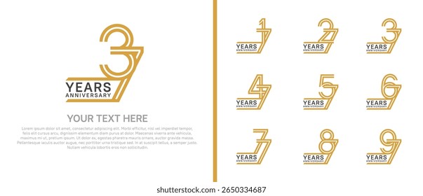 logo anniversary set. black and brown color on white background for special event