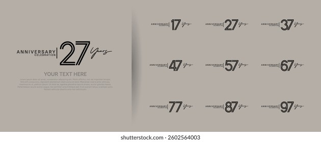 logo anniversary set. black color on brown background for special event