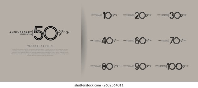 logo anniversary set. black color on brown background for special event