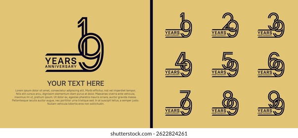 logo anniversary set. black color on yellow background for special event