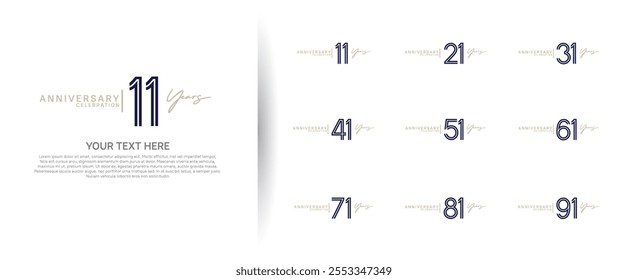 logo anniversary set. black and gold color on white background for special event