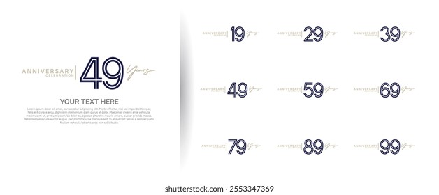 logo anniversary set. black and gold color on white background for special event