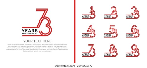 logo anniversary set. black and red color on white background for special event