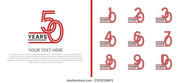 logo anniversary set. black and red color on white background for special event