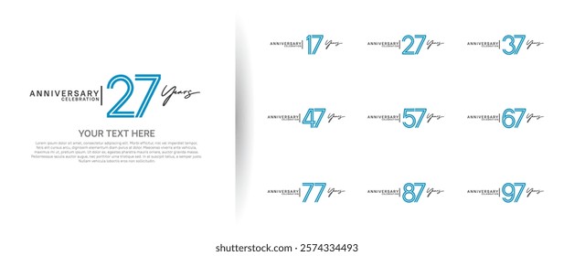 logo anniversary set. blue and black color on white background for special event