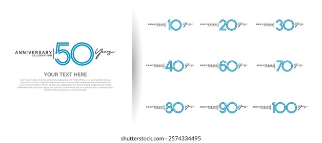 logo anniversary set. blue and black color on white background for special event