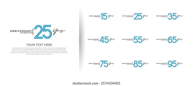 logo anniversary set. blue and black color on white background for special event