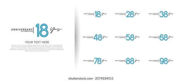 logo anniversary set. blue and black color on white background for special event