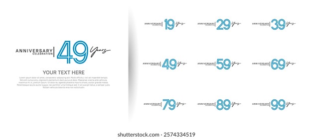 logo anniversary set. blue and black color on white background for special event