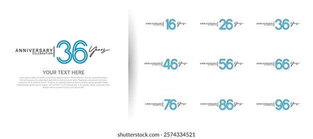 logo anniversary set. blue and black color on white background for special event