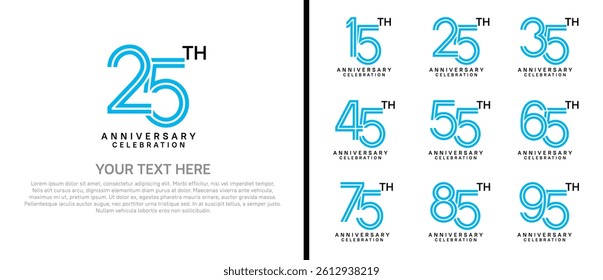 logo anniversary set. blue and black color on white background for special event