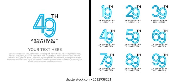 logo anniversary set. blue and black color on white background for special event