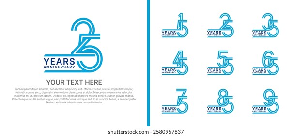 logo anniversary set. blue color on white background for special event