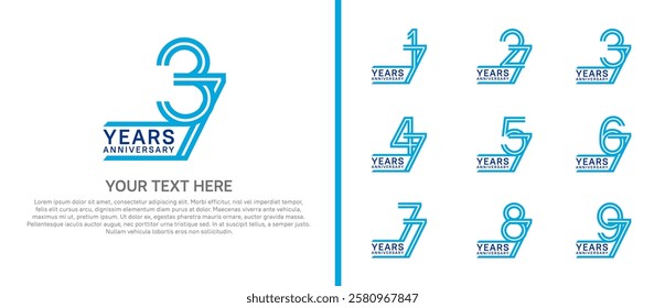 logo anniversary set. blue color on white background for special event