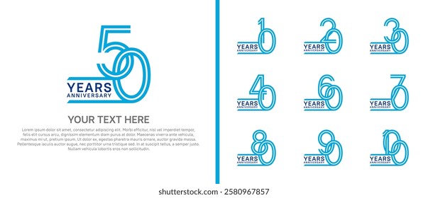 logo anniversary set. blue color on white background for special event