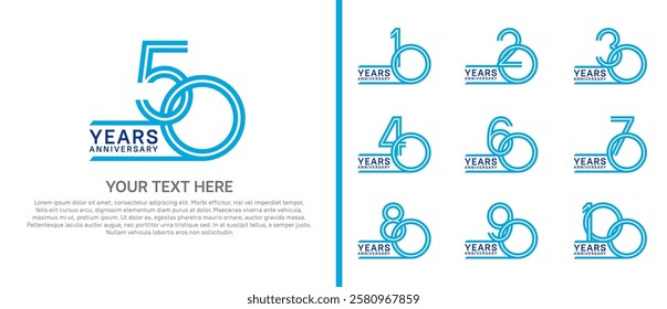 logo anniversary set. blue color on white background for special event