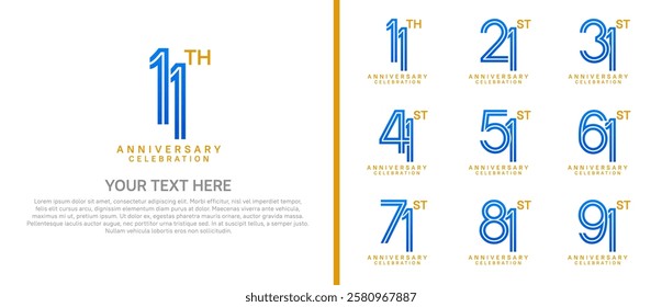 logo anniversary set.  blue color on white background for special event