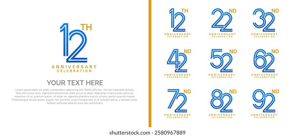 logo anniversary set.  blue color on white background for special event