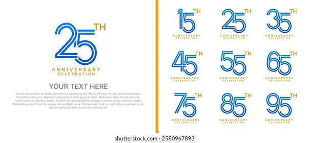 logo anniversary set.  blue color on white background for special event