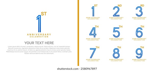 logo anniversary set.  blue color on white background for special event