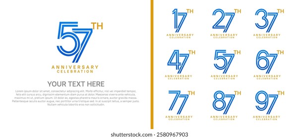 logo anniversary set.  blue color on white background for special event