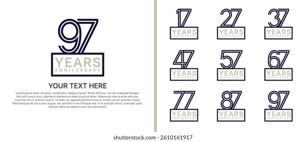 logo anniversary set. blue color with square on white background for special event