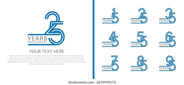 logo anniversary set. blue and grey color on white background for special event