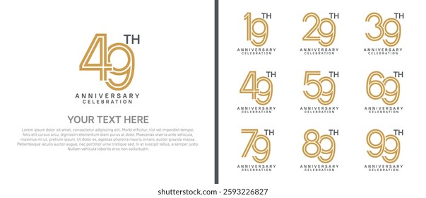 logo anniversary set.  brown and black color on white background for special event