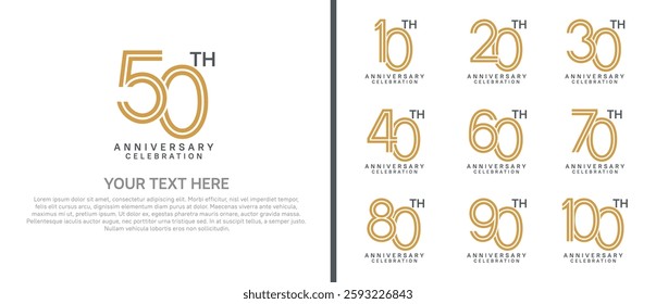 logo anniversary set.  brown and black color on white background for special event