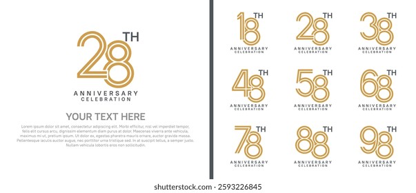 logo anniversary set.  brown and black color on white background for special event