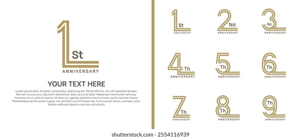 logo anniversary set. brown color double line on white background for special event