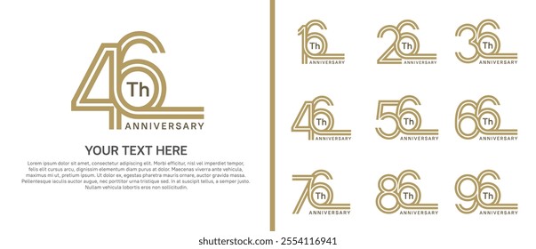 logo anniversary set. brown color double line on white background for special event