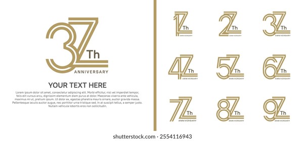 logo anniversary set. brown color double line on white background for special event