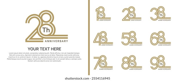 logo anniversary set. brown color double line on white background for special event