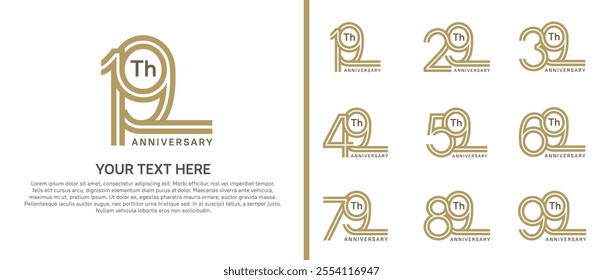 logo anniversary set. brown color double line on white background for special event