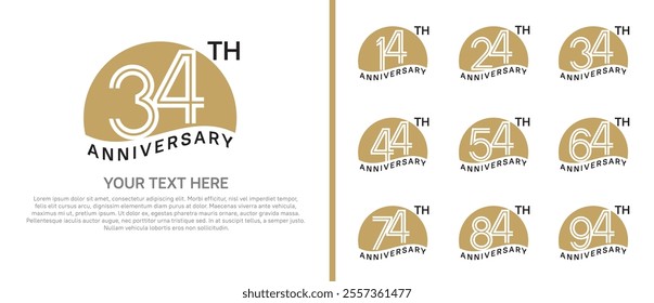 logo anniversary set. brown color with half circle on white background for special event