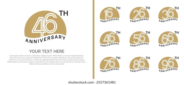 logo anniversary set. brown color with half circle on white background for special event