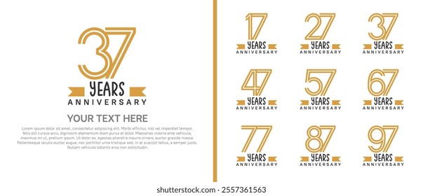 logo anniversary set. brown color with brown ribbon on white background for special event