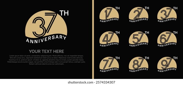 logo anniversary set. brown color with half circle on black background for special event