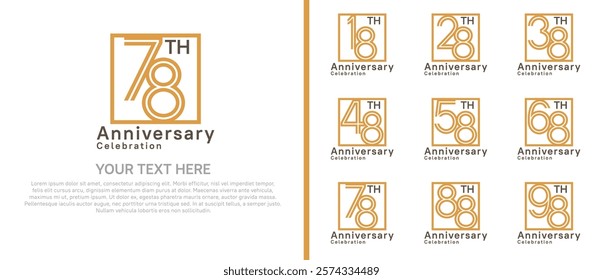 logo anniversary set. brown color with square on white background for special event