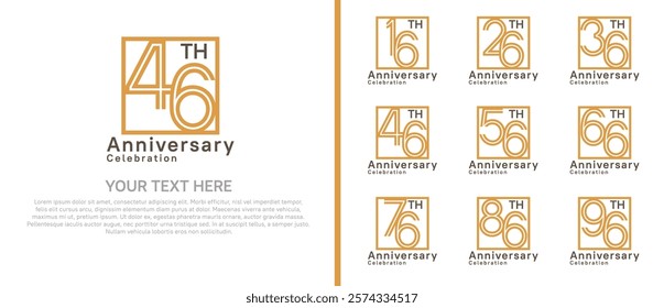 logo anniversary set. brown color with square on white background for special event