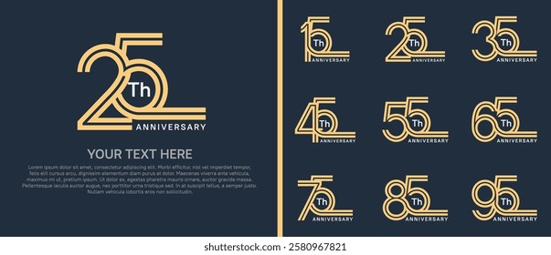 logo anniversary set. brown color double line on dark background for special event