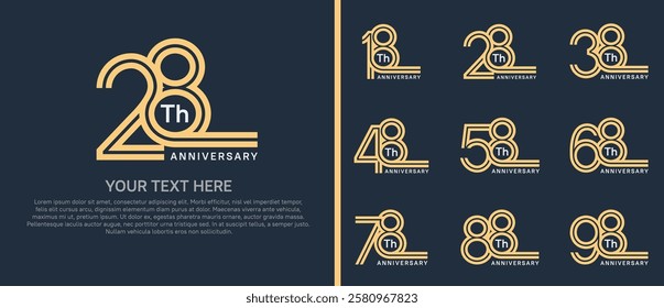 logo anniversary set. brown color double line on dark background for special event