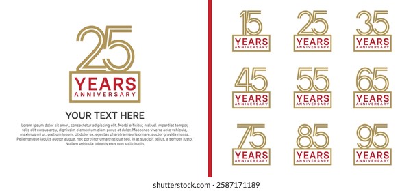 logo anniversary set. brown color with square on white background for special event