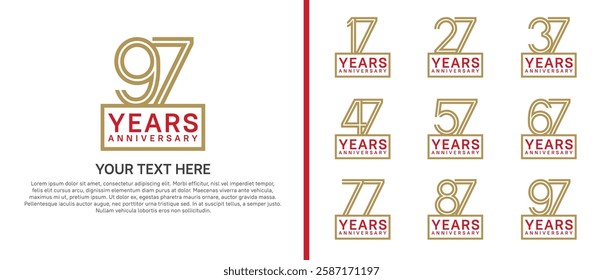 logo anniversary set. brown color with square on white background for special event