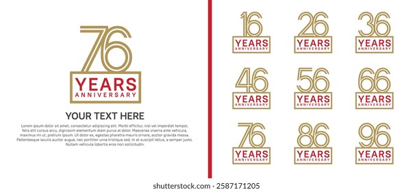 logo anniversary set. brown color with square on white background for special event