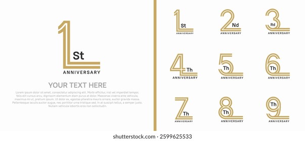 logo anniversary set. brown color double line on white background for special event